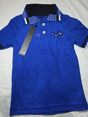 AMIRI Blue Polo Shirt with Black & White Trim